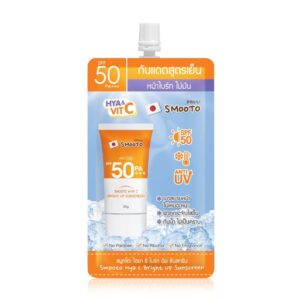 รีวิวกันแดดซองในเซเว่น หน้าใสลดฝ่าราคาประหยัด 6 Smooto Hya C Bright Up Sunscreen