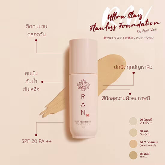 รีวิวรองพื้นกันน้ำยอดฮิตในติ๊กต็อกเตรียมต้อนรับสงกรานต์ 4 รองพื้นรัน (RAN Cosmetic)